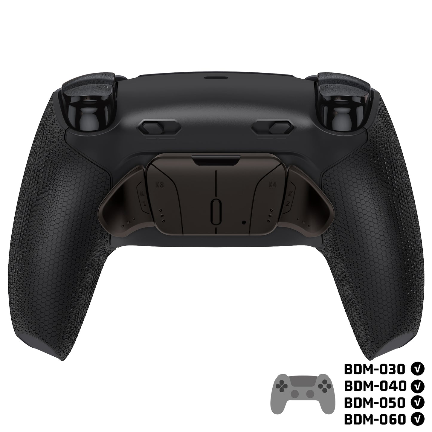 eXtremeRate PS5コントローラーBDM-030/040/050/060対応用リアルメタルボタン (RMB) バージョンRISE4 Plus MAXバックパドルキット、クリッキートリガーストップ＆ラバーグリップ付き【ブラック】
