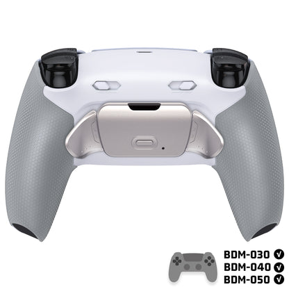 eXtremeRate PS5コントローラーBDM-030/040/050対応用リアルメタルボタン (RMB) バージョンRISE Plus MAXバックパドルキット、クリッキートリガーストップ＆ラバーグリップ付き【ラバー付きグレー】