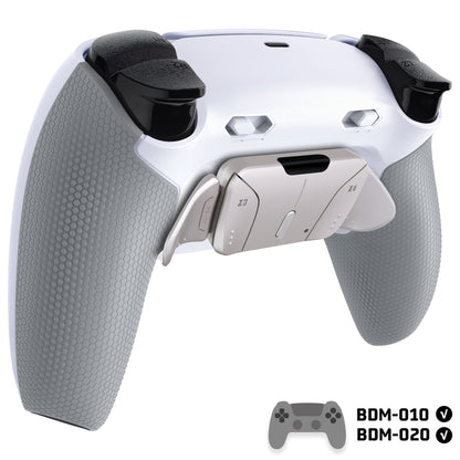 eXtremeRate PS5コントローラーBDM-010/020対応用リアルメタルボタン (RMB) バージョンRISE4 Plus MAXバックパドルキット、クリッキートリガーストップ＆ラバーグリップ付き【ラバー付きグレー】