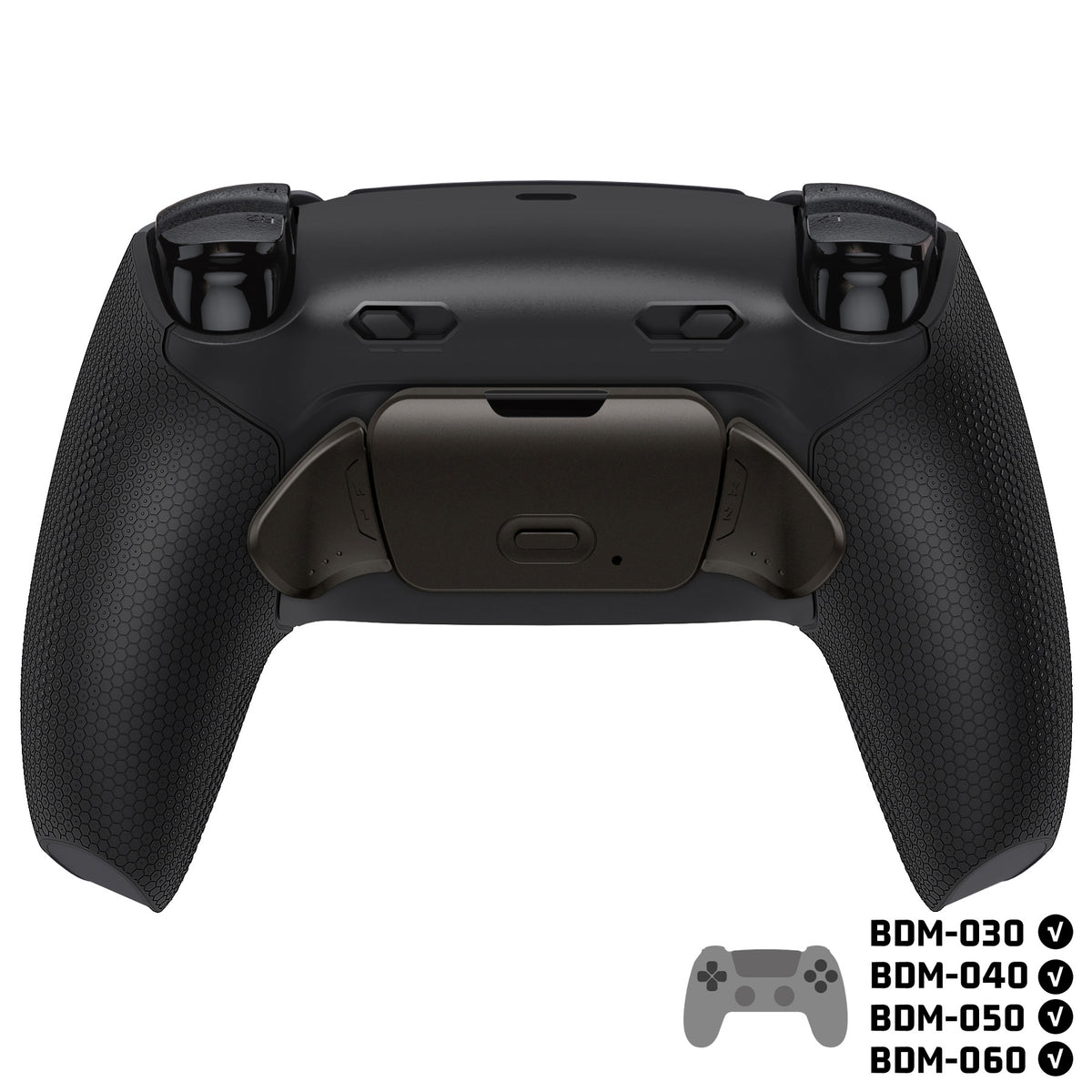 eXtremeRate PS5コントローラーBDM-030/040/050/060対応用リアルメタルボタン (RMB) バージョンRISE Plus MAXバックパドルキット、クリッキートリガーストップ＆ラバーグリップ付き【ラバー付きブラック】