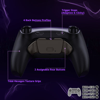 eXtremeRate PS5コントローラーBDM-030/040/050/060対応用リアルメタルボタン (RMB) バージョンRISE Plus MAXバックパドルキット、クリッキートリガーストップ＆ラバーグリップ付き【ラバー付きブラック】