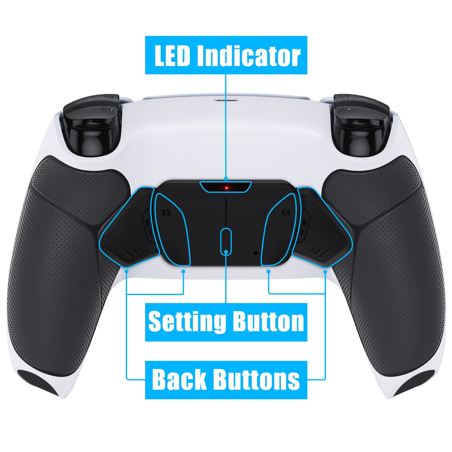 eXtremeRate PS5コントローラーBDM-030/040/050対応用再割り当て可能なRISE4 V3リマップキット【ラバー付き黒いグリップ黒い背面パドル】