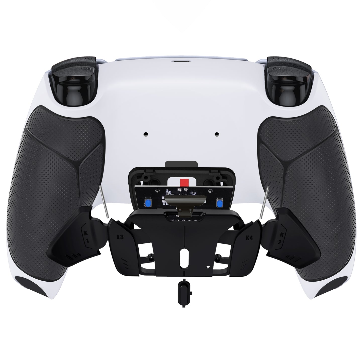 eXtremeRate PS5コントローラーBDM-030/040/050対応用再割り当て可能なRISE4 V3リマップキット【ラバー付き黒いグリップ黒い背面パドル】