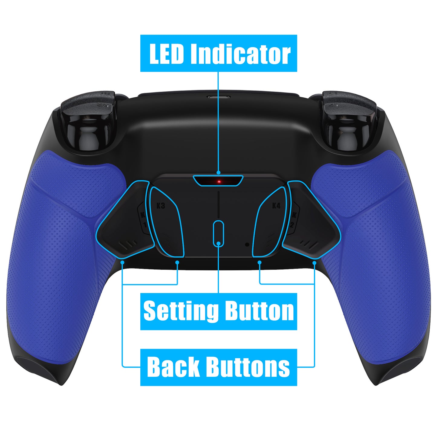 eXtremeRate PS5コントローラーBDM-030/040/050対応用再割り当て可能なRISE4 V3リマップキット【ラバー付きブルー】