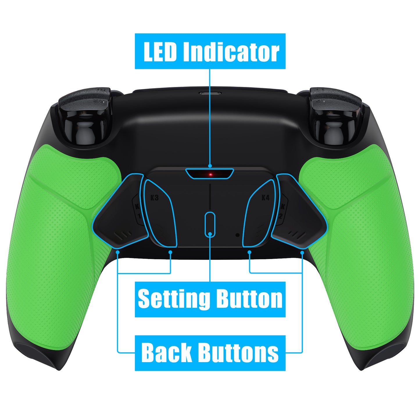 eXtremeRate PS5コントローラーBDM-030/040/050対応用再割り当て可能なRISE4 V3リマップキット【ラバー付きグリーン】