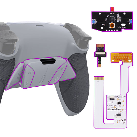 eXtremeRate PS5コントローラーBDM-030/040/050対応用再割り当て可能なRISE4 V3リマップキット【ラバー付き灰白&クラシックグレー】