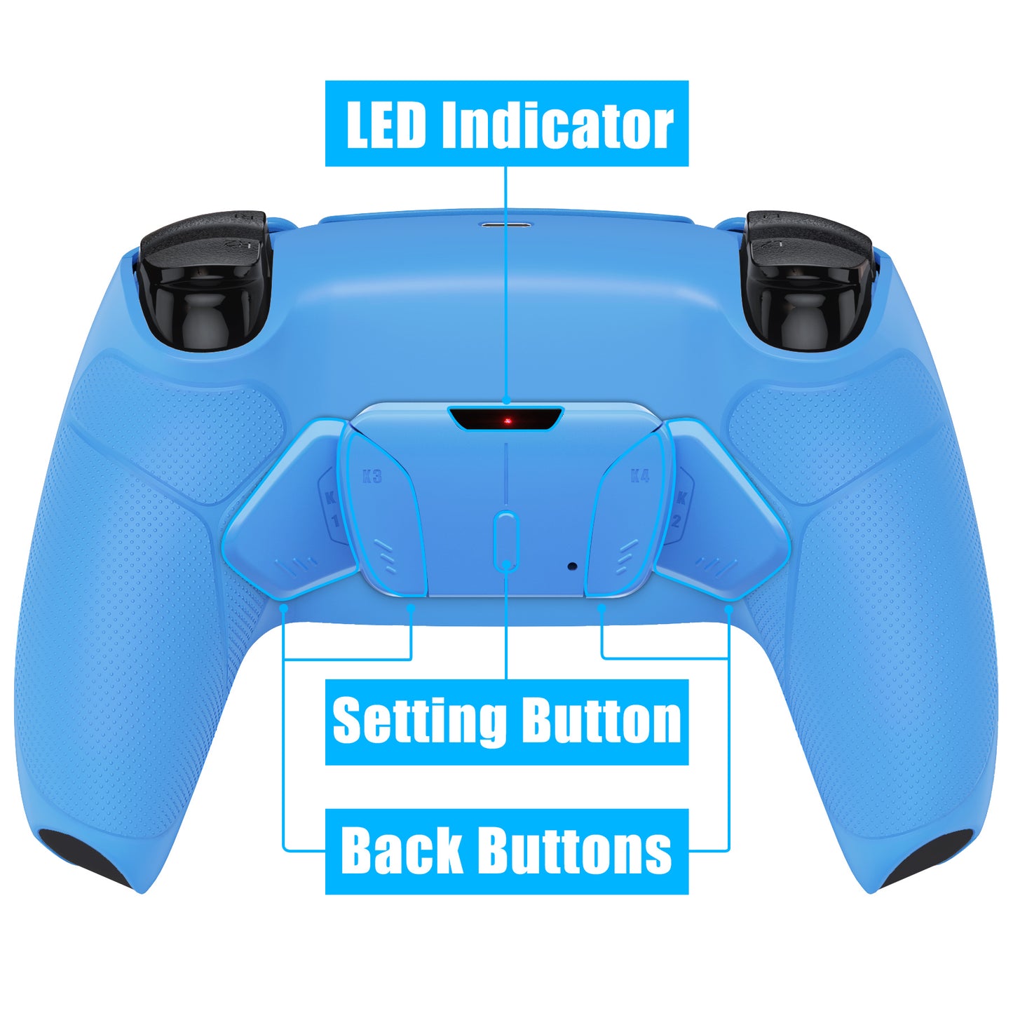 eXtremeRate PS5コントローラーBDM-030/040/050対応用再割り当て可能なRISE4 V3リマップキット【ラバー付きスターライトブルー】