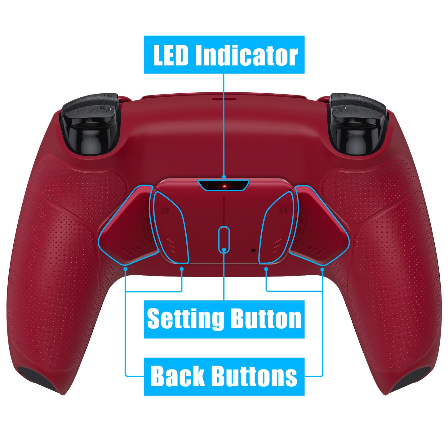 eXtremeRate PS5コントローラーBDM-030/040/050対応用再割り当て可能なRISE4 V3リマップキット【ラバー付き火山赤】