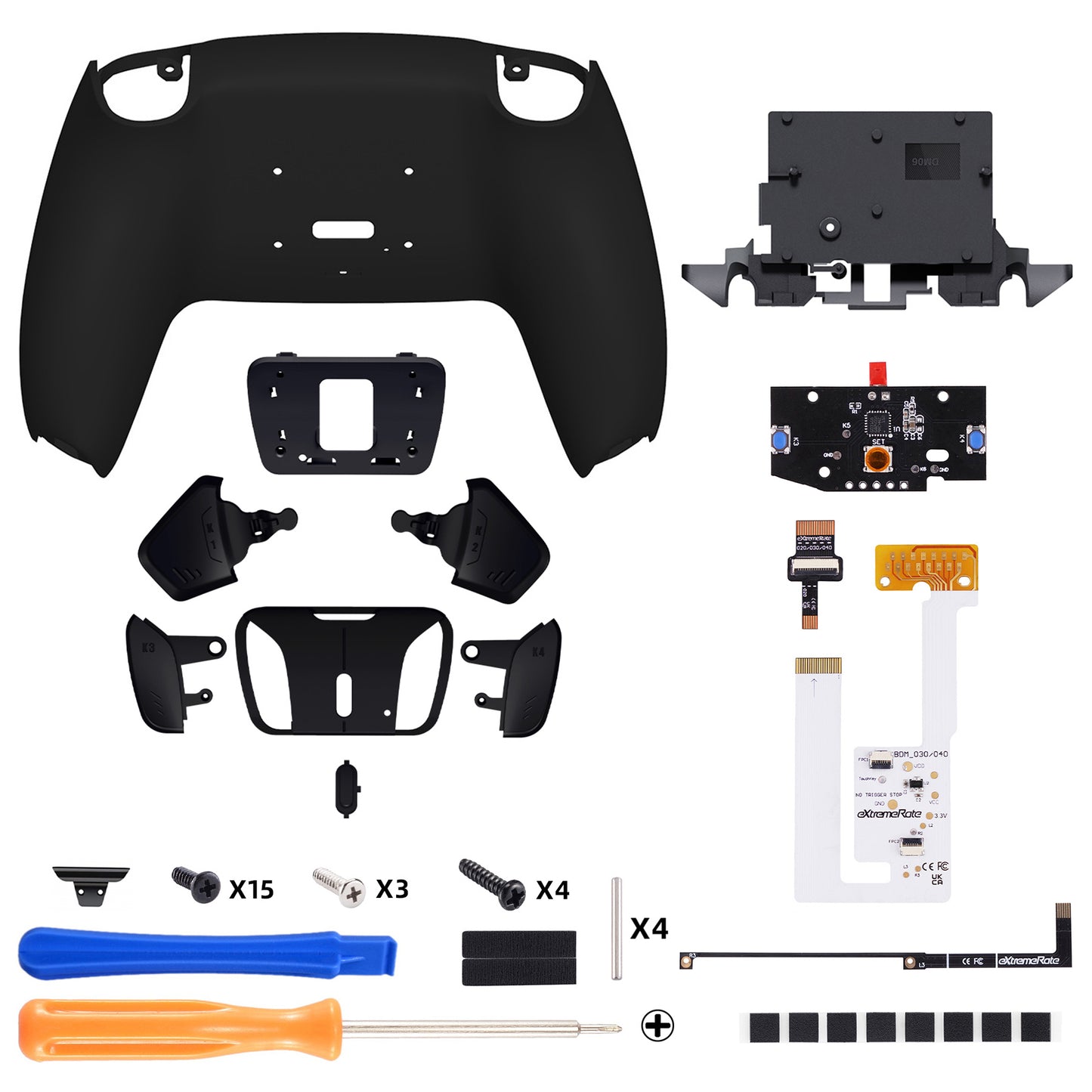 eXtremeRate RISE4 V3 Remap Kit for PS5 Controllers (BDM-030/040/050) - Black with Rubber