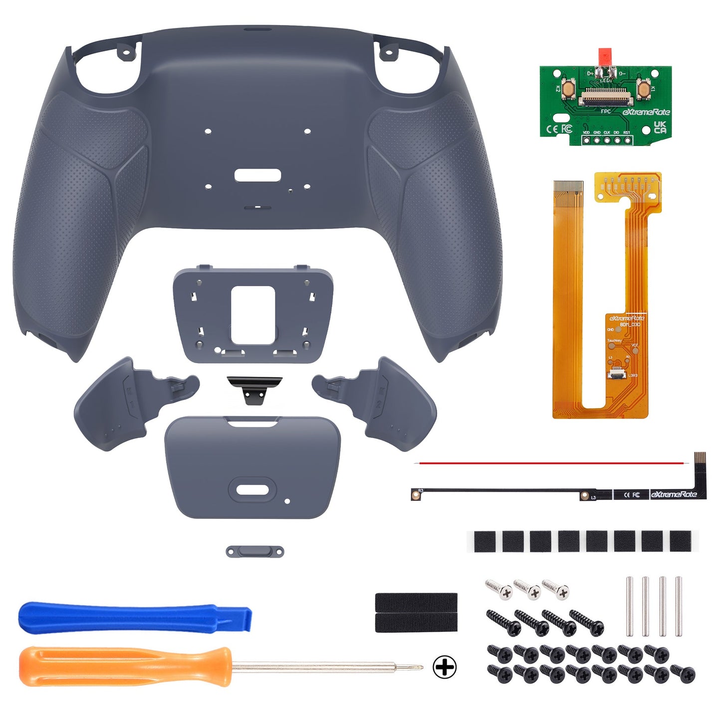 eXtremeRate Remappable RISE Remap Kit for PS5 Controller BDM-030/040 - Rubberized Sterling Silver eXtremeRate