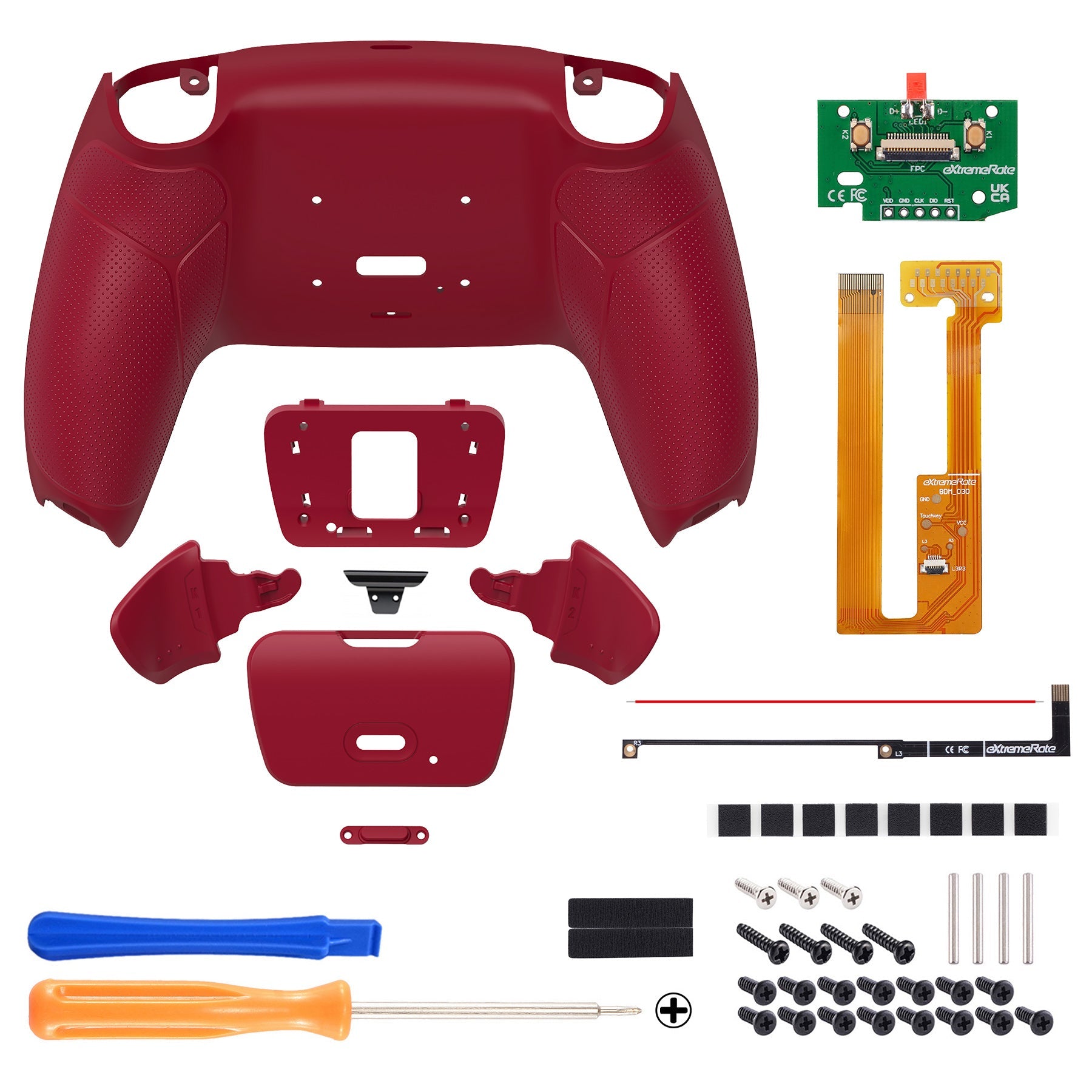 eXtremeRate Remappable RISE Remap Kit for PS5 Controller BDM-030/040 - Rubberized Volcanic Red eXtremeRate