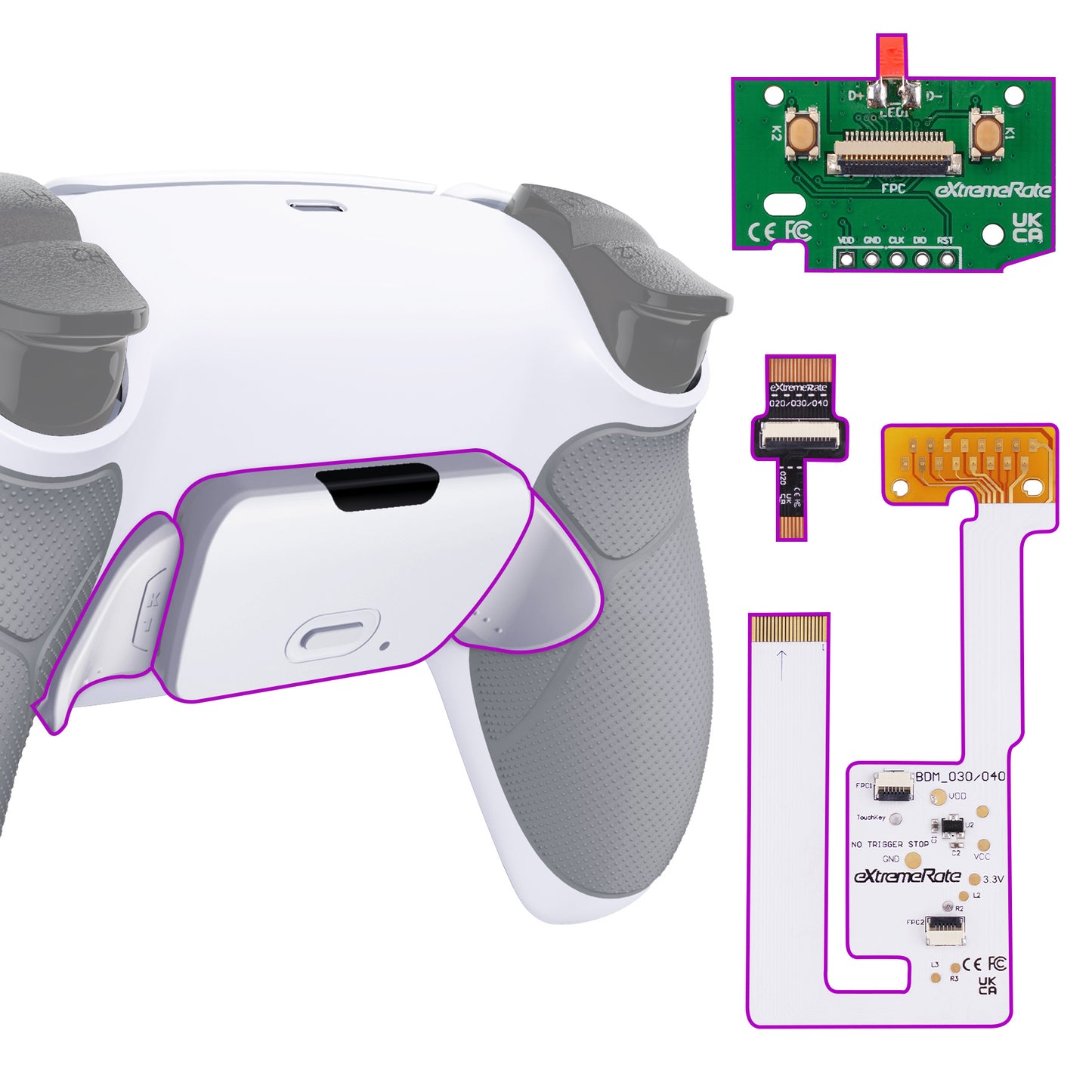 eXtremeRate PS5コントローラーBDM-030/040/050対応用再割り当て可能なRISE V3リマップキット【ラバー付きグレー】