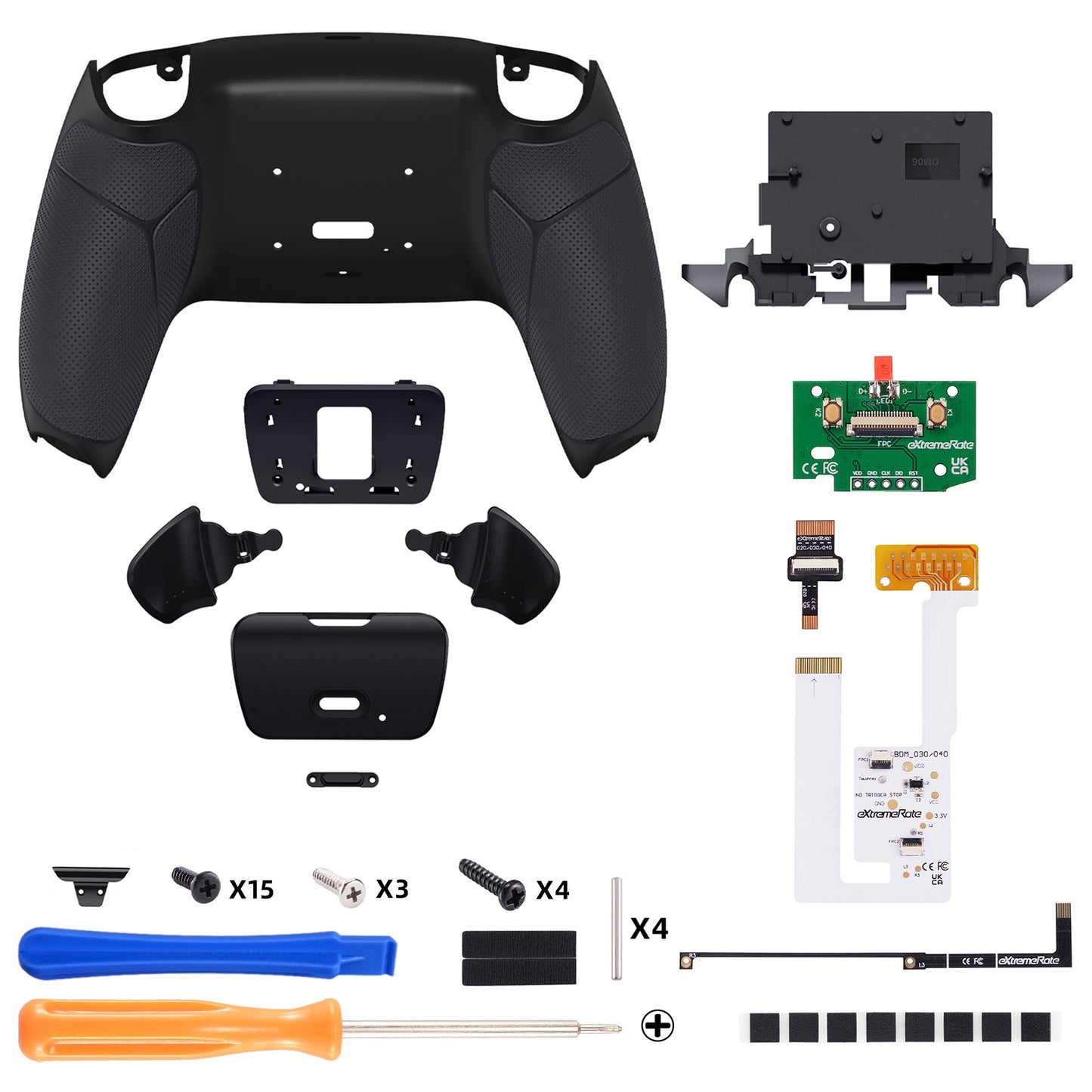 eXtremeRate PS5コントローラーBDM-030/040/050/060対応用再割り当て可能なRISE V4リマップキット【ラバー付きブラック】