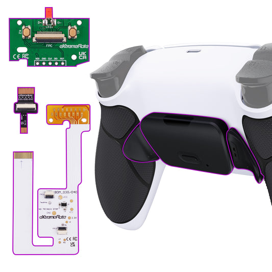 eXtremeRate PS5コントローラーBDM-030/040/050/060対応用再割り当て可能なRISE V4リマップキット【ホワイトブラック＆ブラック背面ボタン】