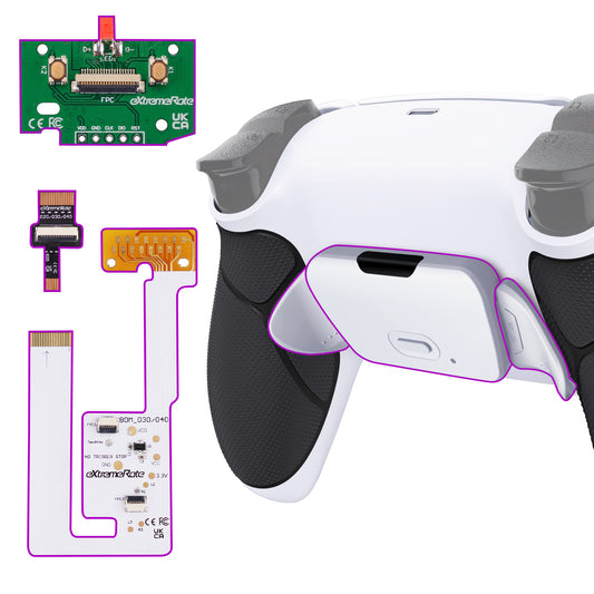 eXtremeRate PS5コントローラーBDM-030/040/050/060対応用再割り当て可能なRISE V4リマップキット【ホワイトブラック-ホワイト背面ボタン】