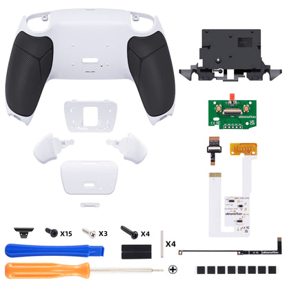 eXtremeRate PS5コントローラーBDM-030/040/050/060対応用再割り当て可能なRISE V4リマップキット【ホワイトブラック-ホワイト背面ボタン】