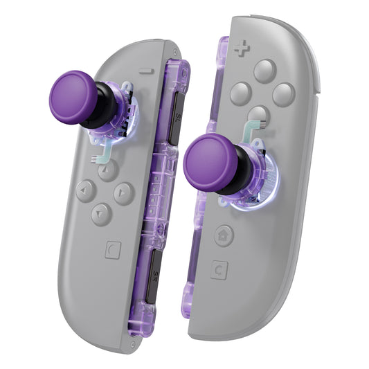 eXtremeRate Nintendo Switch 2 Joy-Conに対応交換用3Dジョイスティック＆サムグリップ＆サイドレールシェルボタンセット【クリアパープル】