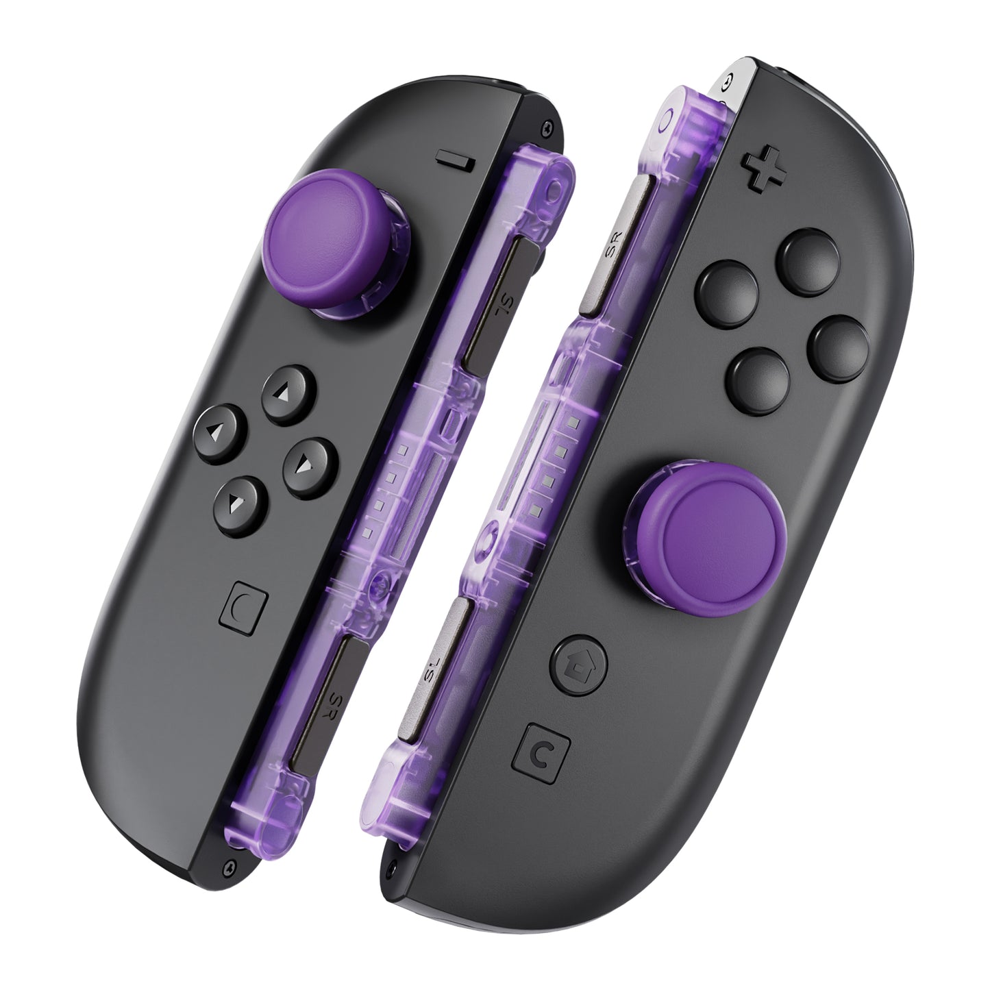 eXtremeRate Nintendo Switch 2 Joy-Conに対応交換用3Dジョイスティック＆サムグリップ＆サイドレールシェルボタンセット【クリアパープル】