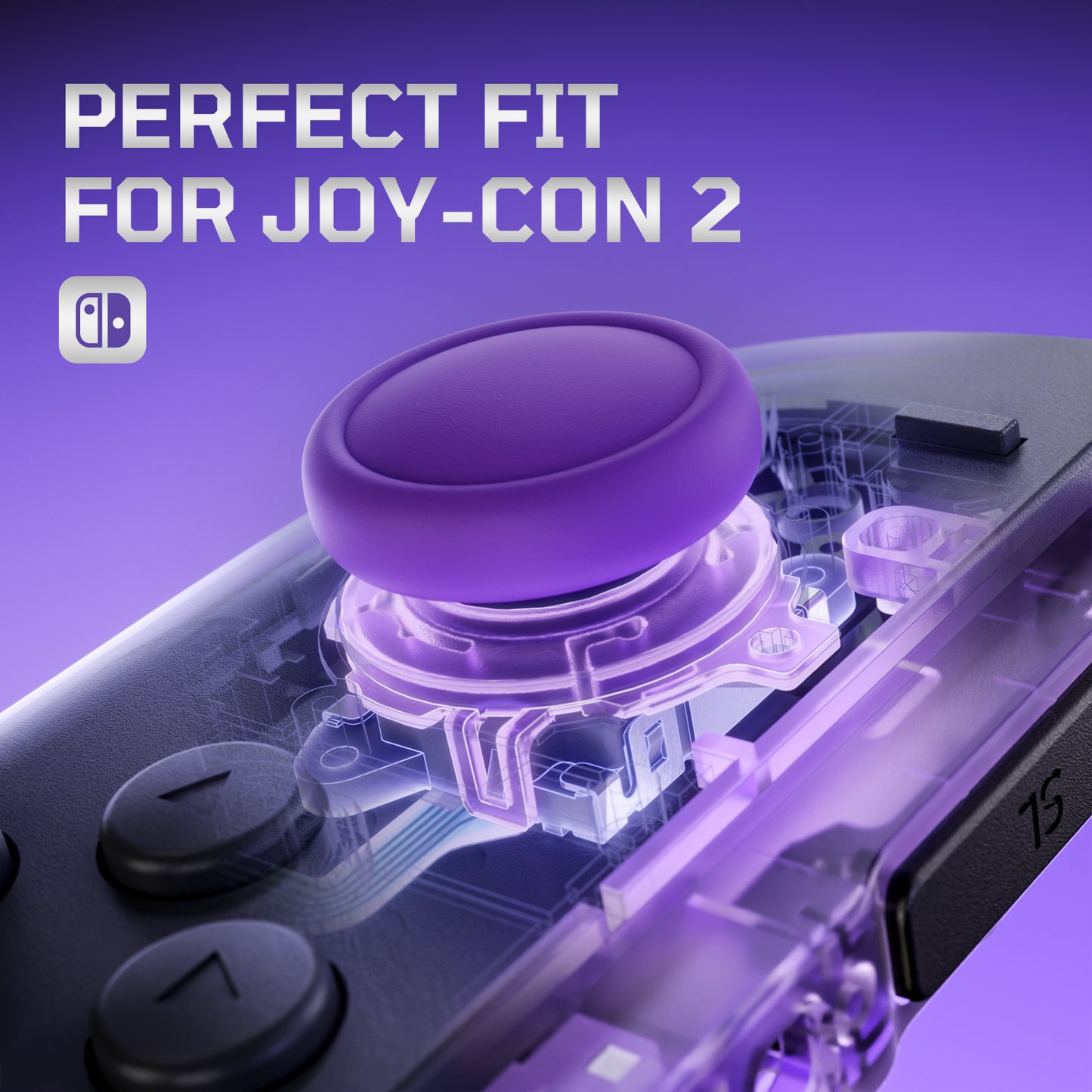 eXtremeRate Nintendo Switch 2 Joy-Conに対応交換用3Dジョイスティック＆サムグリップ＆サイドレールシェルボタンセット【クリアパープル】