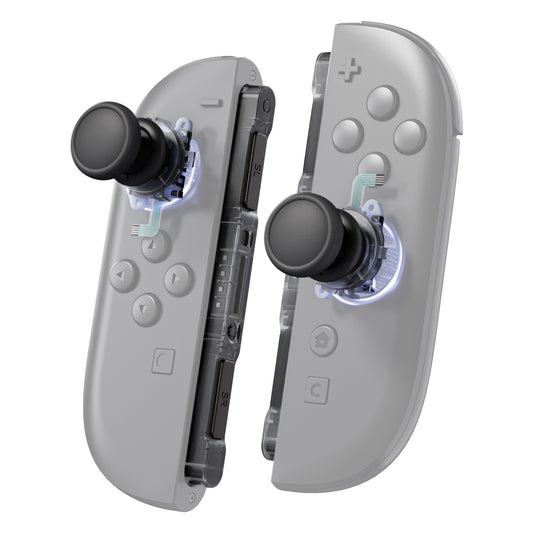eXtremeRate Nintendo Switch 2 Joy-Conに対応交換用3Dジョイスティック＆サムグリップ＆サイドレールシェルボタンセット【クリアブラック】