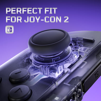 eXtremeRate Nintendo Switch 2 Joy-Conに対応交換用3Dジョイスティック＆サムグリップ＆サイドレールシェルボタンセット【クリアブラック】