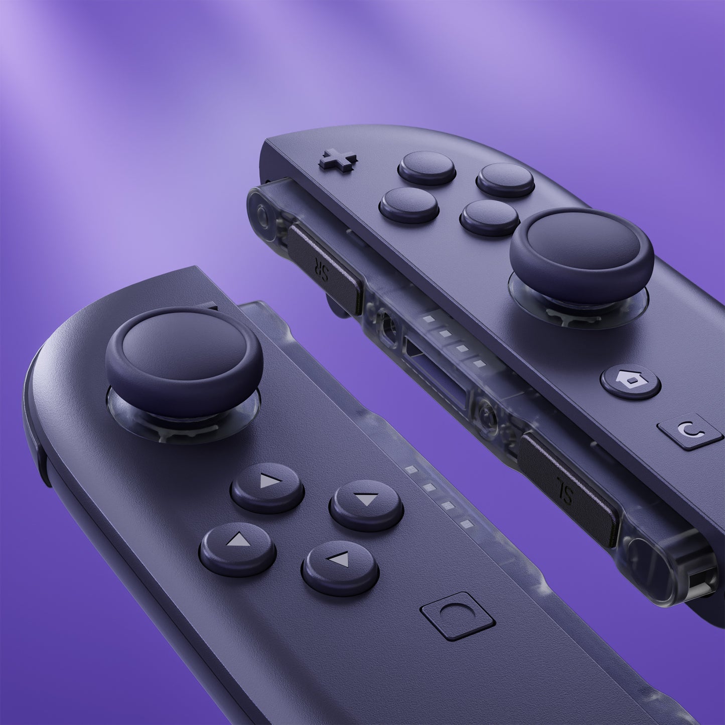 eXtremeRate Nintendo Switch 2 Joy-Conに対応交換用3Dジョイスティック＆サムグリップ＆サイドレールシェルボタンセット【クリアブラック】