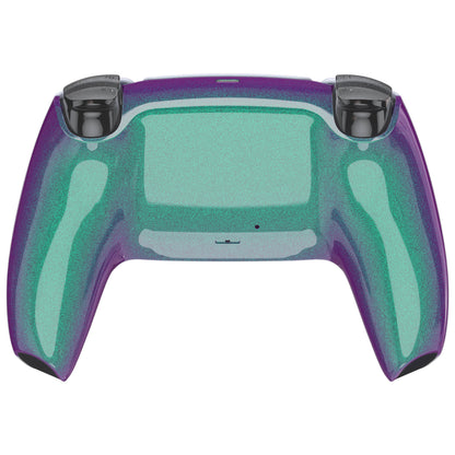 eXtremeRate PS5コントローラーBDM-010/020/030/040/050/060対応交換対応用バックハウジングボトムシェル【カメレオングリーンパープル】