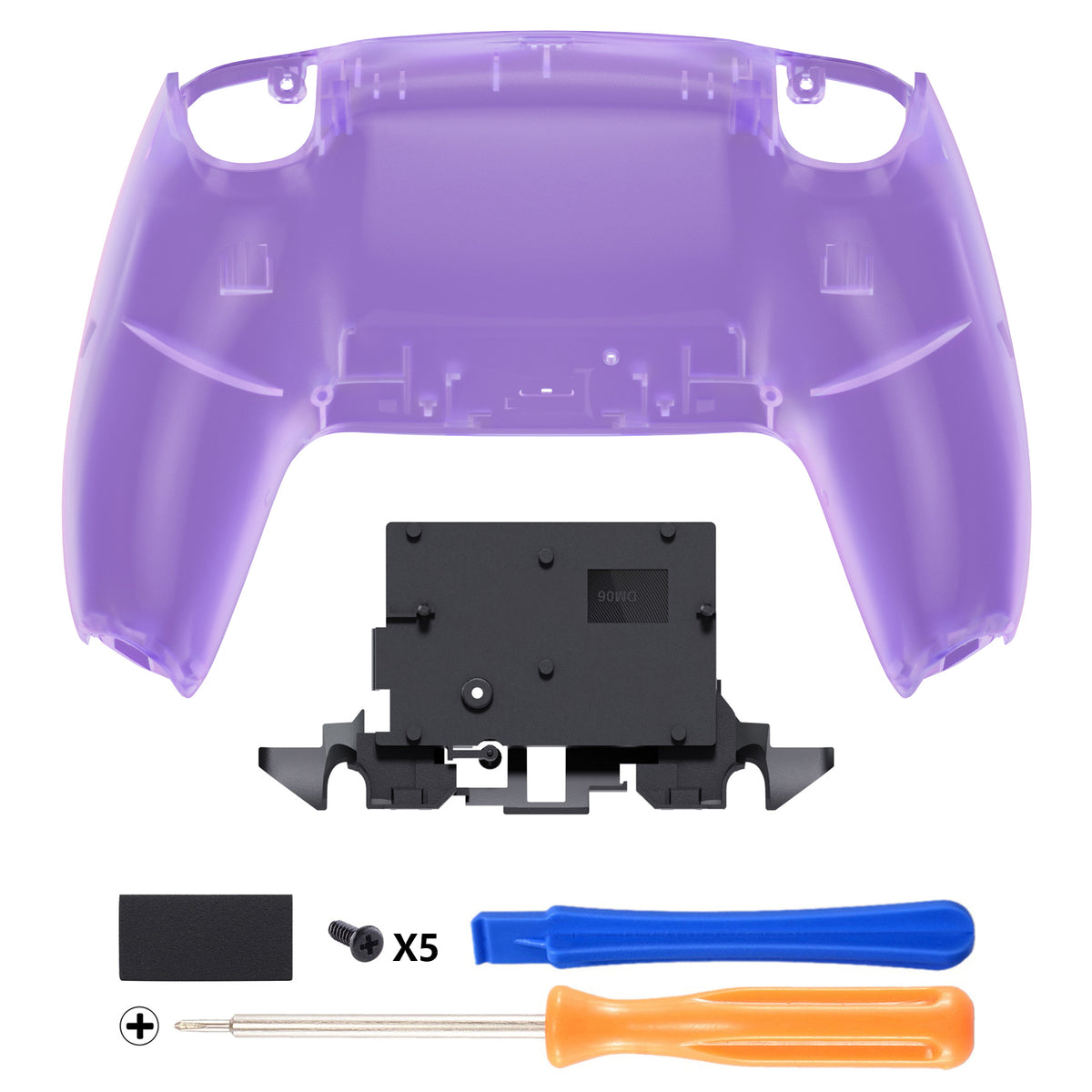eXtremeRate PS5コントローラーBDM-010/020/030/040/050/060対応交換対応用バックハウジングボトムシェル【クリアパープル】