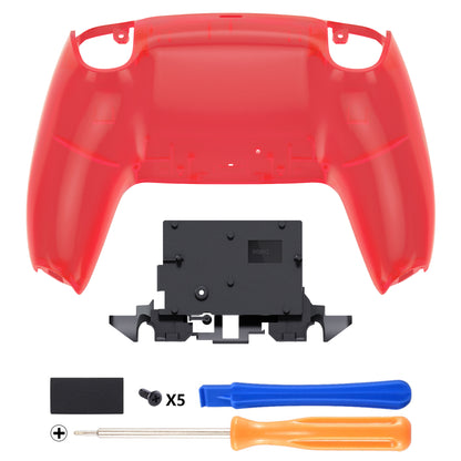 eXtremeRate PS5コントローラーBDM-010/020/030/040/050/060対応交換対応用バックハウジングボトムシェル【クリアレッド】