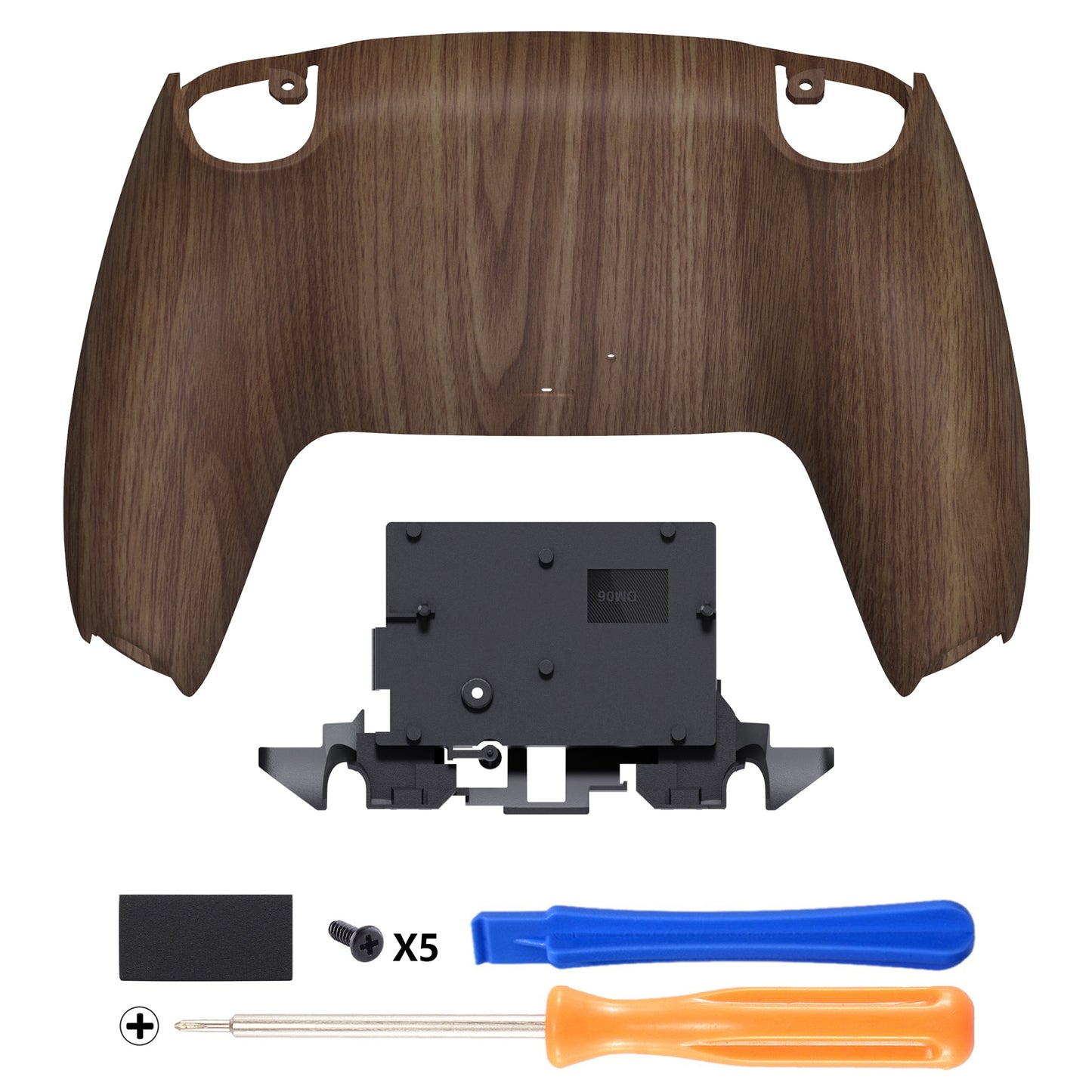 eXtremeRate PS5コントローラーBDM-010/020/030/040/050/060対応交換対応用バックハウジングボトムシェル【木目調デザイン】