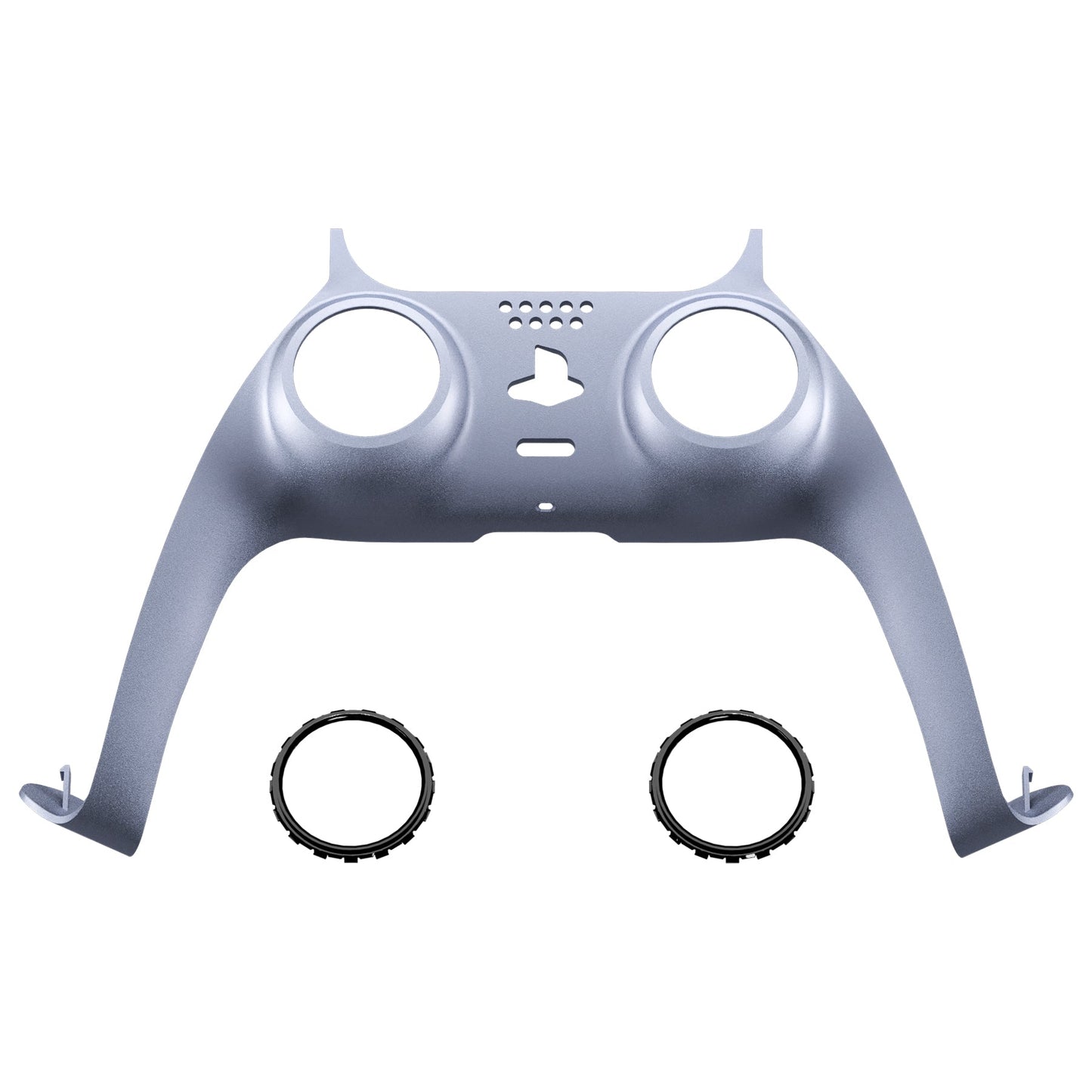 eXtremeRate Replacement Decorative Trim Shell with Accent Rings Compatible with PS5 Controller - Sterling Silver eXtremeRate