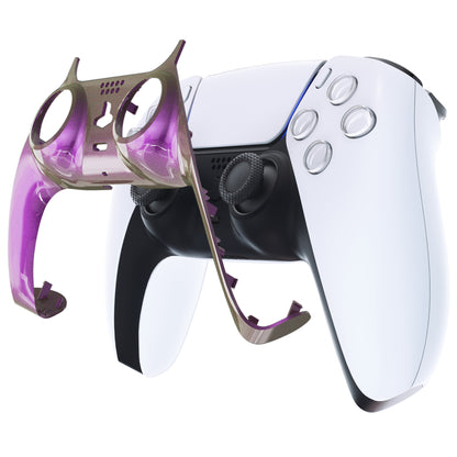 eXtremeRate PS5コントローラーBDM-010/020/030/040/050対応アクセントリング付き交換対応用装飾トリムシェル【カメレオンゴールドレッド】