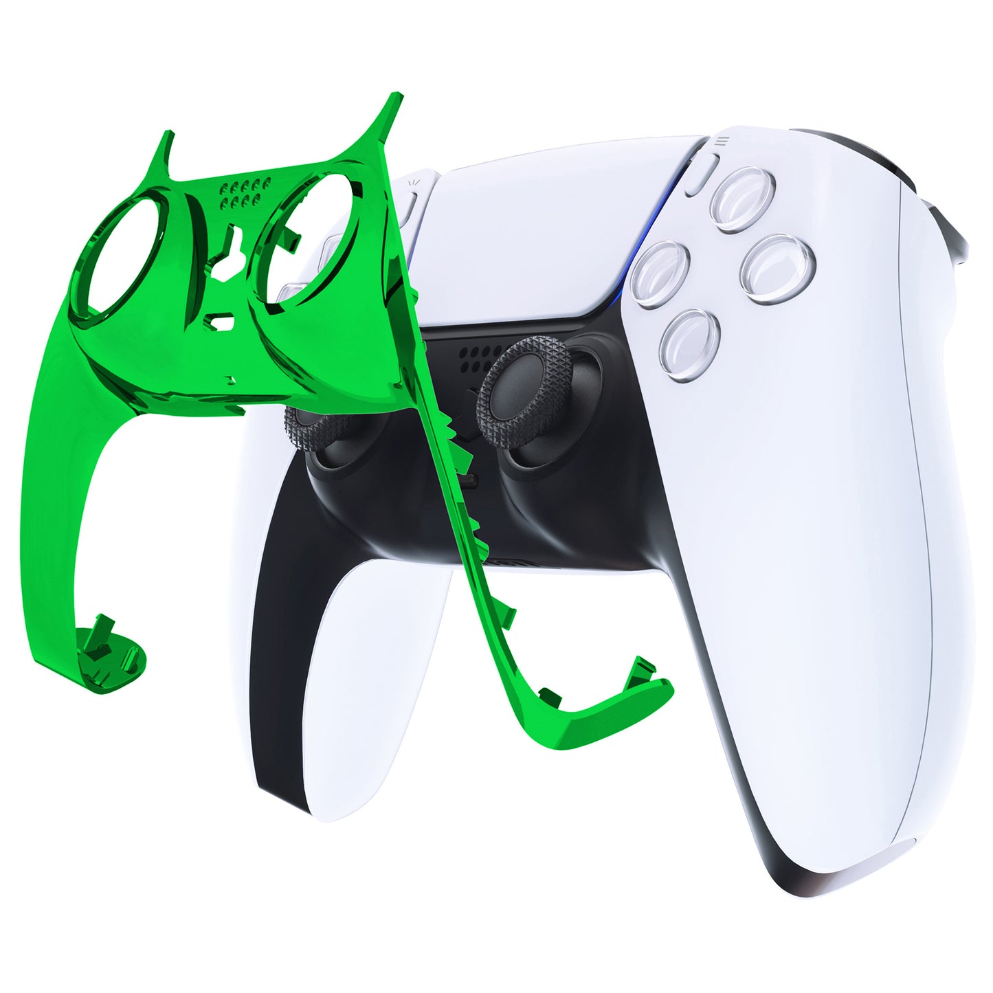 eXtremeRate PS5コントローラーBDM-010/020/030/040/050対応アクセントリング付き交換対応用装飾トリムシェル【クロームグリーングロッシー】