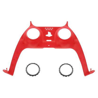 eXtremeRate PS5コントローラーBDM-010/020/030/040/050対応アクセントリング付き交換対応用装飾トリムシェル【クリアレッド】