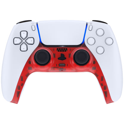eXtremeRate PS5コントローラーBDM-010/020/030/040/050対応アクセントリング付き交換対応用装飾トリムシェル【クリアレッド】