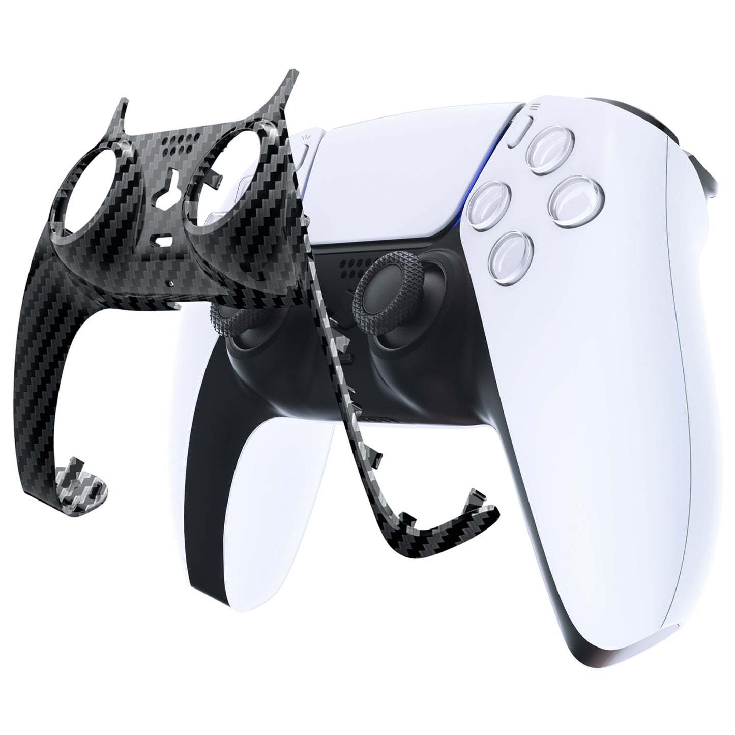 eXtremeRate PS5コントローラーBDM-010/020/030/040/050対応アクセントリング付き交換対応用装飾トリムシェル【グラファイトカーボンファイバー】