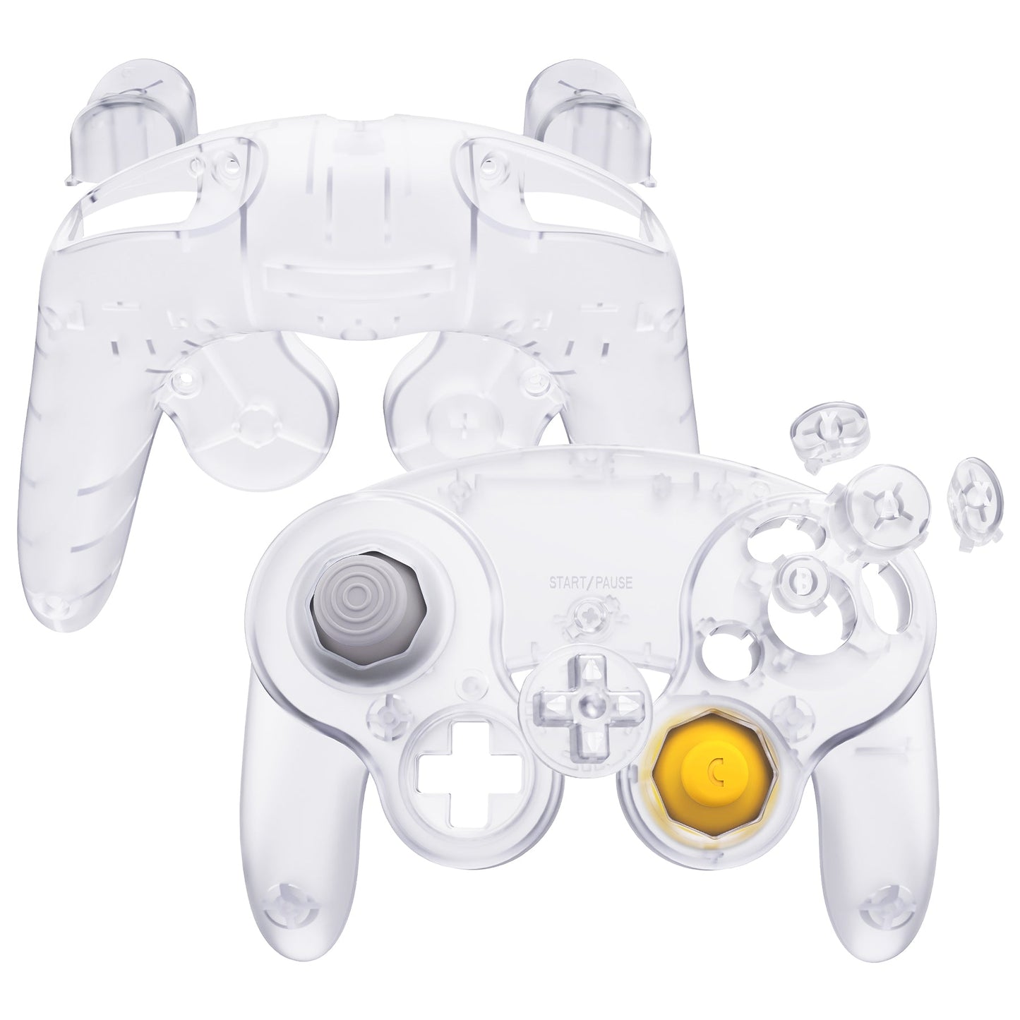 eXtremeRate Replacement  Faceplate Backplate with Buttons for Nintendo GameCube Controller NGC - Clear eXtremeRate