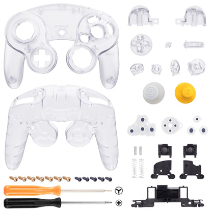 eXtremeRate Replacement  Faceplate Backplate with Buttons for Nintendo GameCube Controller NGC - Clear eXtremeRate