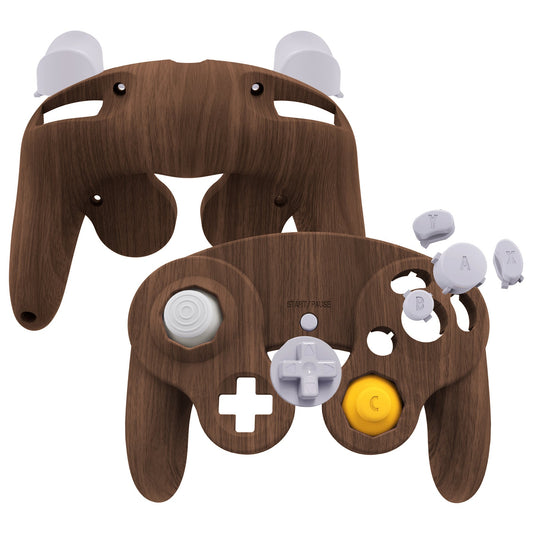 eXtremeRate Replacement  Faceplate Backplate with Buttons for Nintendo GameCube Controller NGC - Wood Grain eXtremeRate