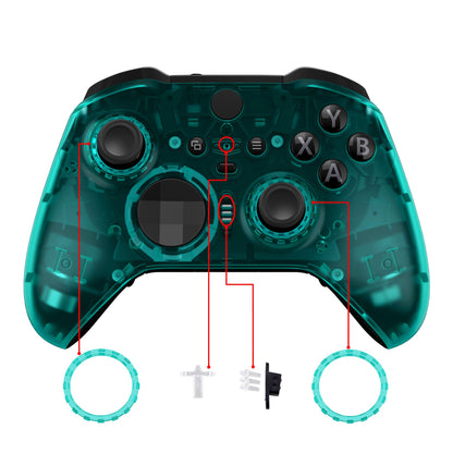 eXtremeRate Xbox One Elite Series 2&Elite 2 Coreコントローラー（モデル1797）用交換フロントハウジングシェルケース＆アクセントリング【エメラルドグリーン】