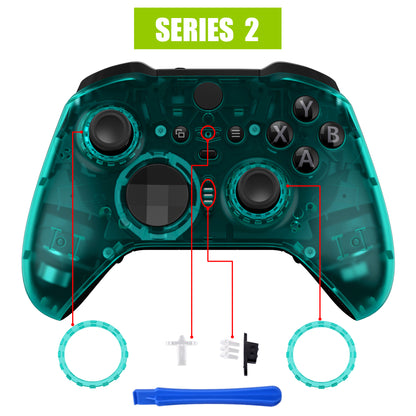 eXtremeRate Xbox One Elite Series 2&Elite 2 Coreコントローラー（モデル1797）用交換フロントハウジングシェルケース＆アクセントリング【エメラルドグリーン】