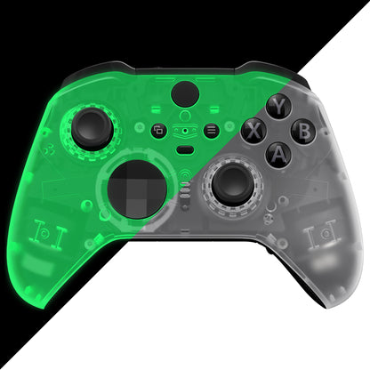 eXtremeRate Xbox One Elite Series 2&Elite 2 Coreコントローラー（モデル1797）用交換フロントハウジングシェルケース＆アクセントリング【暗闇で光る-グリーン】