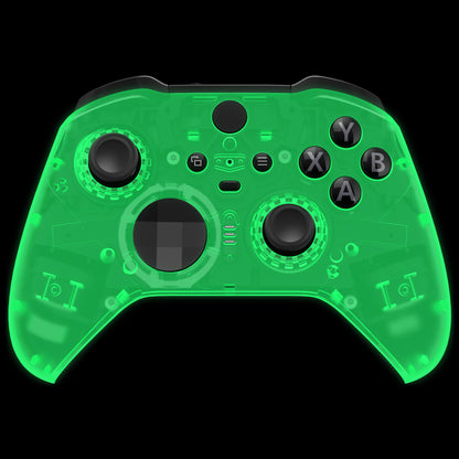 eXtremeRate Xbox One Elite Series 2&Elite 2 Coreコントローラー（モデル1797）用交換フロントハウジングシェルケース＆アクセントリング【暗闇で光る-グリーン】
