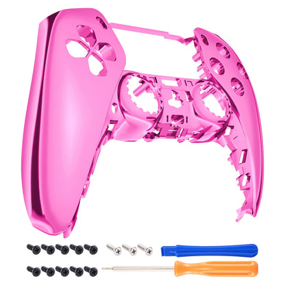 eXtremeRate PS5コントローラーBDM-010/020/030/040/050対応交換対応用フロントハウジングシェル【クロームピンクグロッシー】