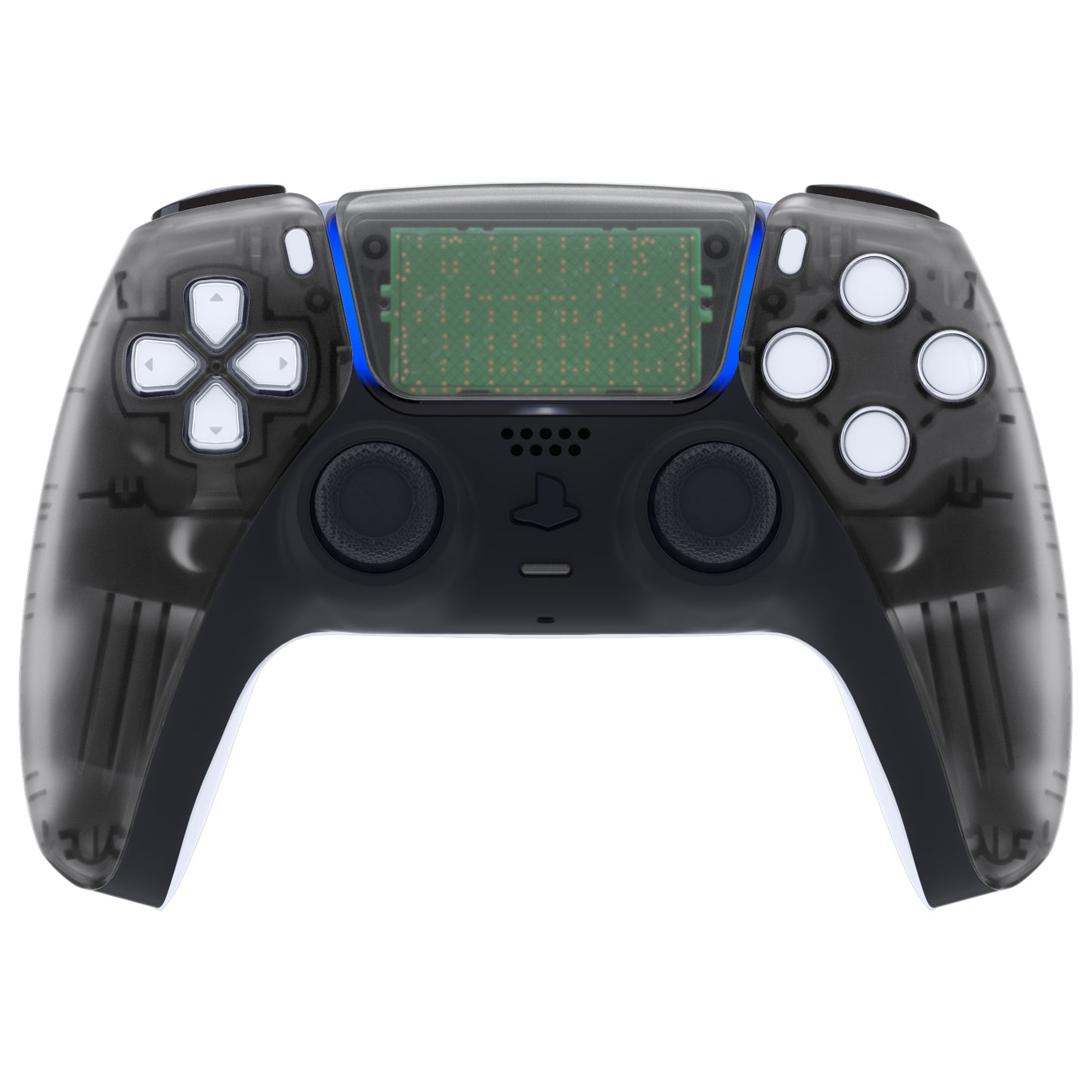 eXtremeRate PS5コントローラーBDM-010/020/030/040/050/060対応交換対応用フロントハウジングシェル＆タッチパッド【クリアブラック】