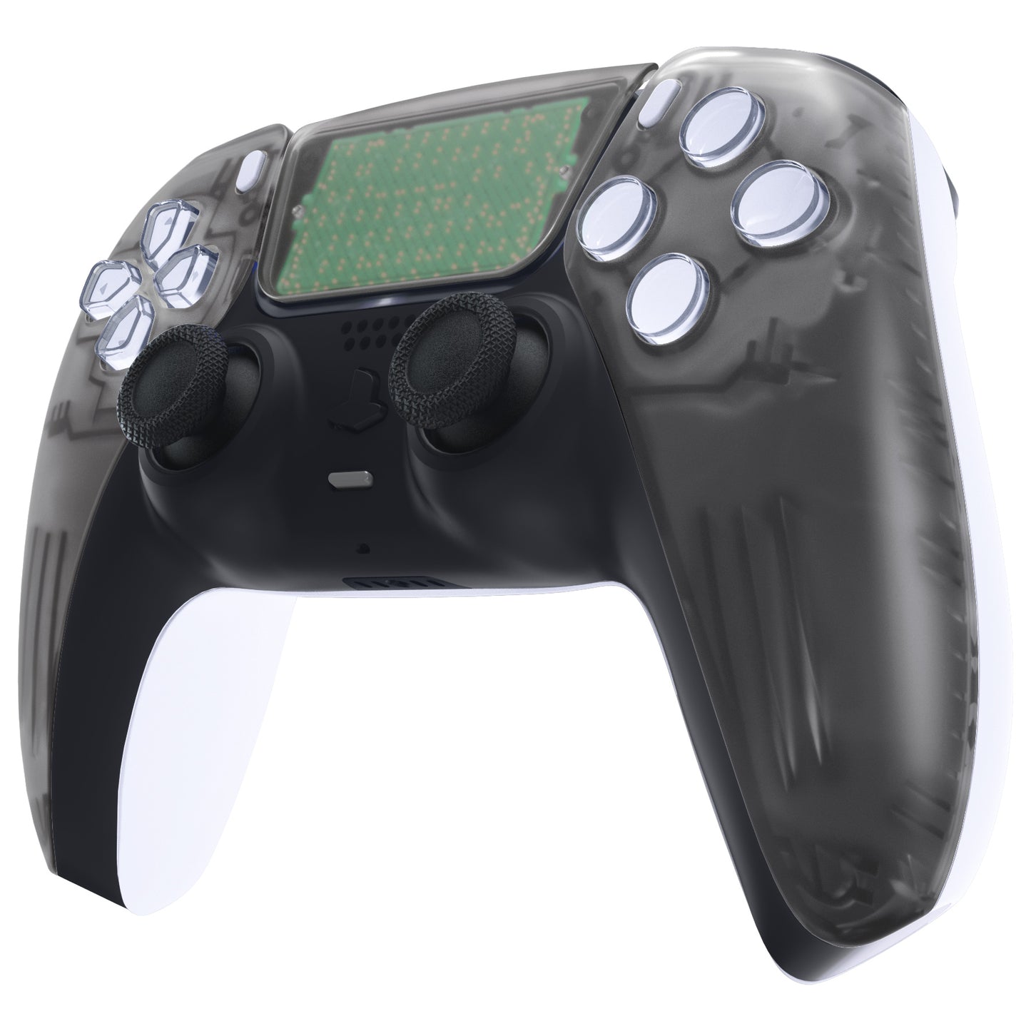 eXtremeRate PS5コントローラーBDM-010/020/030/040/050/060対応交換対応用フロントハウジングシェル＆タッチパッド【クリアブラック】