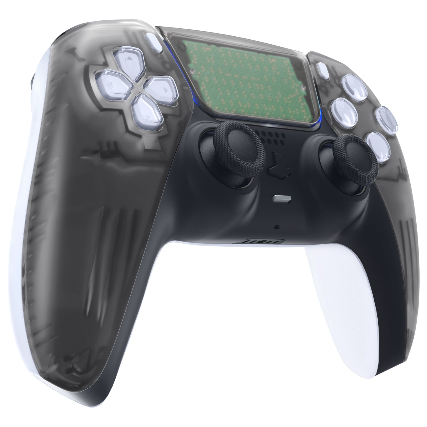 eXtremeRate PS5コントローラーBDM-010/020/030/040/050/060対応交換対応用フロントハウジングシェル＆タッチパッド【クリアブラック】