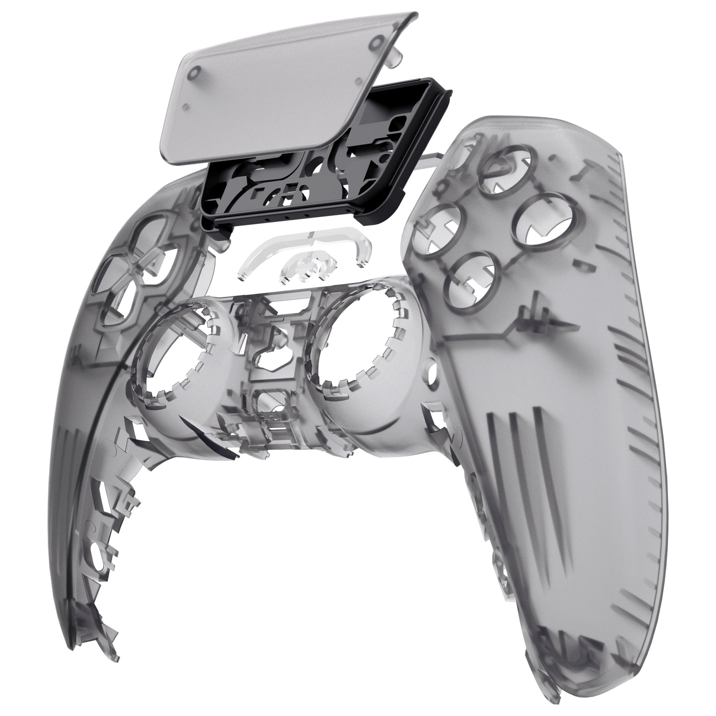eXtremeRate PS5コントローラーBDM-010/020/030/040/050/060対応交換対応用フロントハウジングシェル＆タッチパッド【クリアブラック】