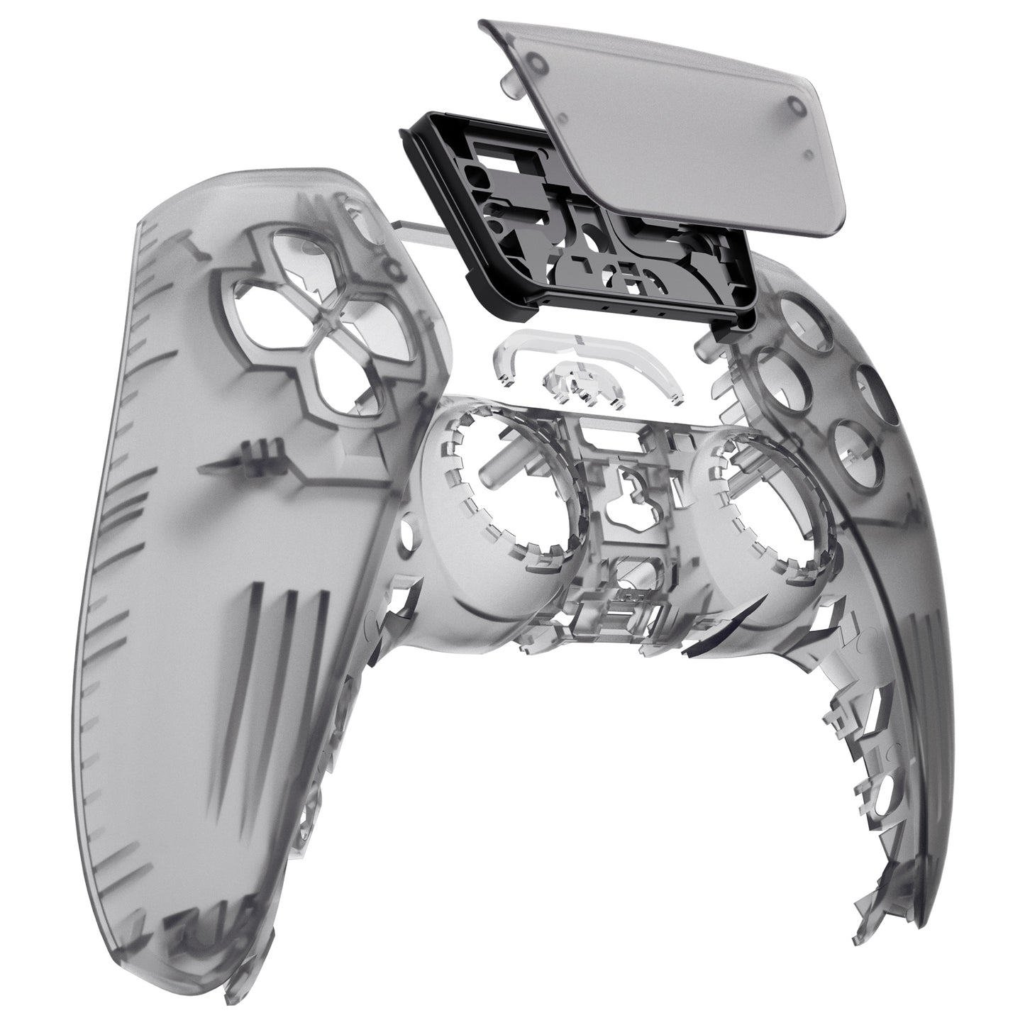 eXtremeRate PS5コントローラーBDM-010/020/030/040/050/060対応交換対応用フロントハウジングシェル＆タッチパッド【クリアブラック】