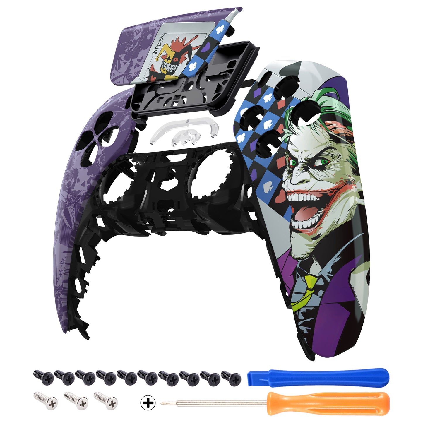 eXtremeRate PS5コントローラーBDM-010/020/030/040/050/060対応交換対応用フロントハウジングシェル＆タッチパッド【ピエロトランプ】